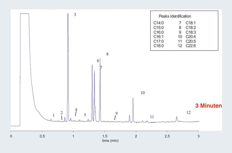 Abb.6: Ultra-Fast-Chromatogramm eines Serumextraktes mit Identifikationstabelle. (Archiv: Vogel Business Media)