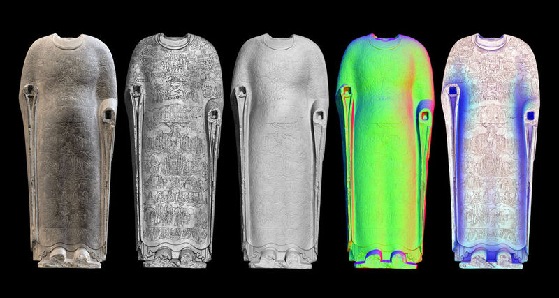 Durch den 3-D-Scan kann die Oberfläche etwa einer Buddha-Figur unterschiedlich dargestellt werden (Smithsonian)