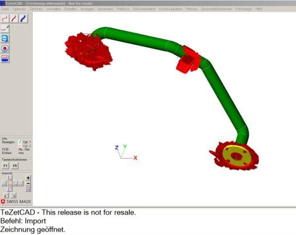 Über Laserscanner generierte Datei über STEP eingelesen und den Flansch bearbeiten. (Bild: Tezet Technik)
