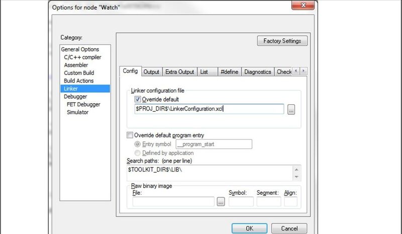 MetaWatch Firmware Design Guide: Linker Configuration (Bild: Reichelt/metawatch.org)