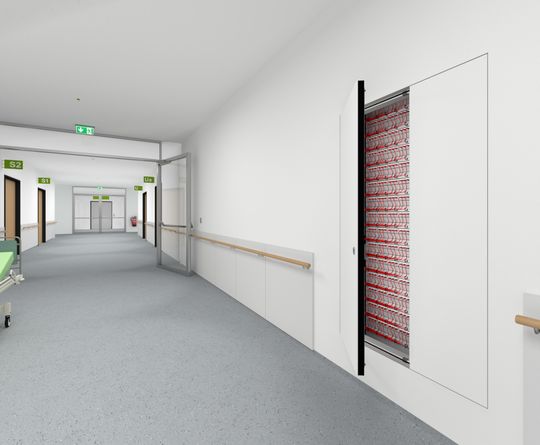 Fireshield, eine Revisionstür für großformatige Schachtzugänge mit definiertem Feuerwiderstand.(Bild:  Lindner Group)