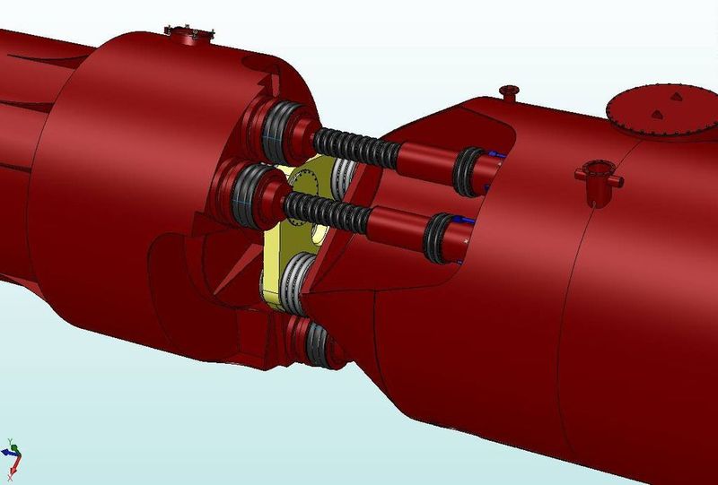 Die einzelnen Segmente des Pelamis-Wellenenergiekonverters werden durch Lagereinheiten miteinander verbunden. (Schaeffler)
