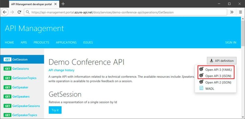 Der Import einer API-Definition in MS Azure API Management kann aus einer YAML- oder JSON-Datei erfolgen. (Microsoft)