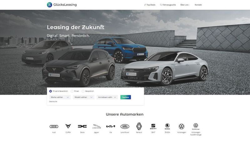 Mit Glücksleasing.de betreibt die Feser-Graf-Gruppe eine eigene Leasingplattform. Bald soll sie für weitere Händler geöffnet werden.(Bild:  Screenshot www.gluecksleasing.de)