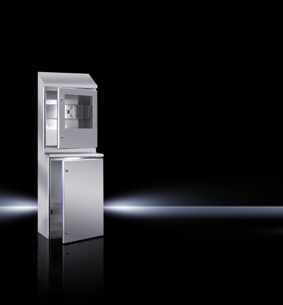 Zur IFFA 2013, der internationalen Leitmesse der Fleischwirtschaft, präsentierte Rittal erstmalig hygienegerechte Produktionsdatenschränke auf Basis seiner erfolgreichen HD Gehäuseserie. (Bild: Rittal)
