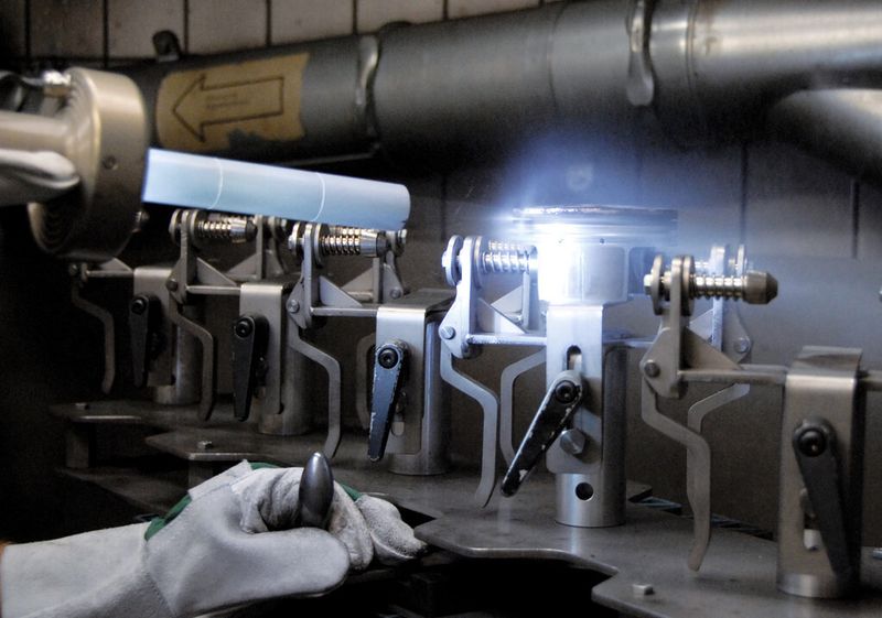 Bild 2: Zur Reinigung mit Trockeneis werden die schmalen Ringnuten ausgeleuchtet. Dazu wurde ein Lichtkranz an der Trockeneis-Strahlpistole montiert. (Bild: Asco)