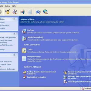 Acronis True Echo fasst die Sicherungs- und Wiederherstellungsfunktionen in einer ansprechenden Oberfläche zusammen.