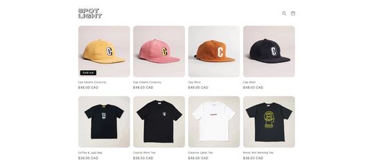 Beispiel für ein Onlineshop-LayoutDas Theme „Spotlight“.(Bild:  Shopify)