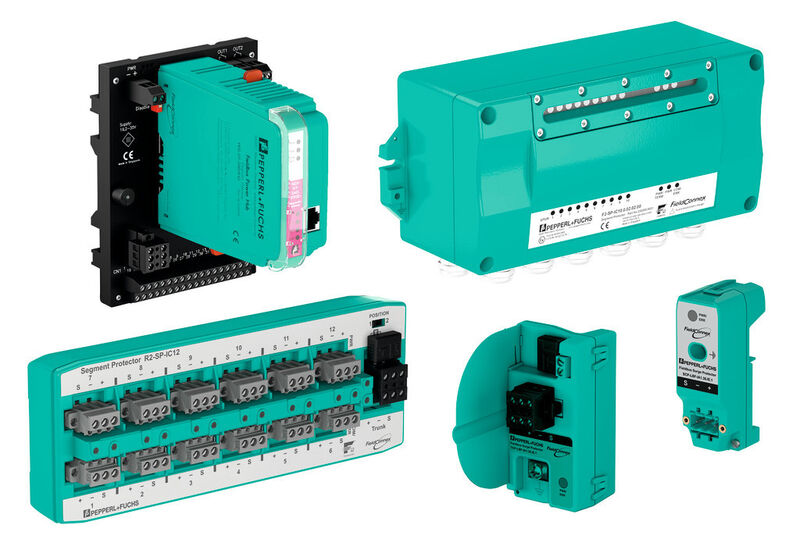 An installation that thinks intelligently and protects reliably. Alongside standard fieldbus communication, these components protect against the majority of failure causes. (Picture: Pepperl+Fuchs)