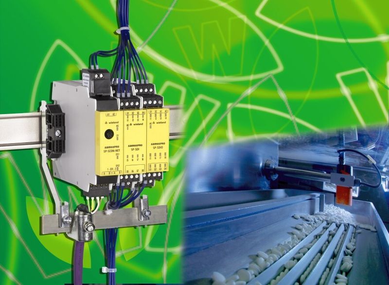 Bild 4: Mit dem systemeigenen Bussystem Samos Net lassen sich auch räumlich verteilte Maschinen und Anlagen auf einfachste Weise sicher vernetzen.  (Bild: Wieland)