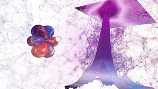 Künstlerische Darstellung des Signals (r.), das bei Messungen der resonanten inelastischen Röntgenstreuung actinidhaltiger Proben auftritt. (Bild: S. Lehchanska/nature)