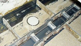 Feuchtemessung von Schweinemastfutter in einem Trogkettenförderer. (Bild: Mütec)