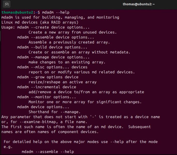 Das Werkzeug mdadm erzeugt und überwacht Software-RAID-Verbünde unter Linux und stellt Modi zum Anlegen, Erweitern und Verwalten bestehender Arrays bereit. (Bild: Joos)