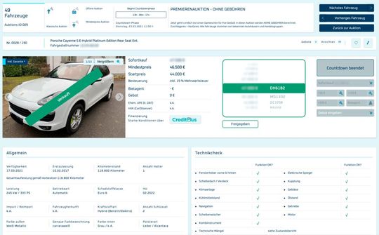 Den Porsche Cayenne sicherte sich ein Händler über die Sofortkauf-Option.(Bild:  1A Motorbid)