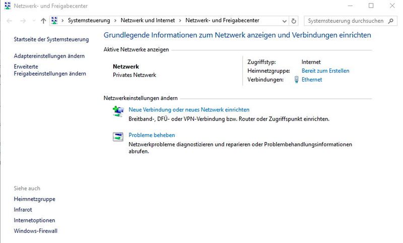Tipp 25: In manchen Situationen kann es passieren, dass Windows 10 den aktuellen Netzwerktyp nicht erkennt und so einen falschen Netzwerktyp (öffentlich, privat oder Arbeitsplatz) verwendet. Dies äußert sich in Problemen beim Netzwerkzugriff, vor allem bei Notebooks oder Heimarbeitsplätzen. Der Typ des Netzwerks ist im Netzwerk- und Freigabecenter zu sehen. (Bild: Th. Joos)