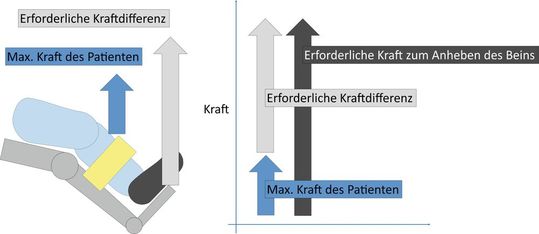 So sieht das Kräfteverhältnis bei der kraftgeregelten Rehabilitation aus.(Bild:  ITA)