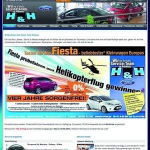 Die Startseite von H&H ist immer up-to-date und verweist auf aktuelle Aktionen, Angebote und Gewinnspiele im Autohaus.