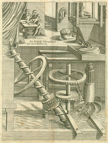 Eine Mühle als Perpetuum mobile? (Prozess Spezial Wasser/Abwasser-Ausgabe 01/2013)Während des Barock befassten sich Gelehrte mehr als in jeder anderen Epoche intensiv mit dem Bau von Perpetua mobilia. Ein Beispiel ist diese Mühle (aus: Strada, Jacobus: Künstlicher Abriß, allerhand Wasser-, Wind-, Roß- und Hand-Mühlen, Frankfurt 1617/18): Ein Löffelrad treibt einen Mahlgang an und liefert gleichzeitig auch noch die Energie, um das zum Antrieb benötigte Wasser  über eine Archimedische Schraube wieder ins Wasserbecken hoch zu pumpen. Die Mühle würde damit sowohl die für ihren eigenen Betrieb notwendige Energie als auch zusätzlich Nutzenergie erzeugen. Ein Perpetuum mobile wie diese Mühle ist physikalisch natürlich nicht möglich. Aber mit energieeffizienten Pumpen ist zumindest eine gewisse Annäherung möglich, wie auch einige Beiträge in der vorliegenden PROCESS-Sonderausgabe aufzeigen.Schauen Sie doch einfach mal in unsere E-Paper-Ausgabe. (Deutsches Museum)
