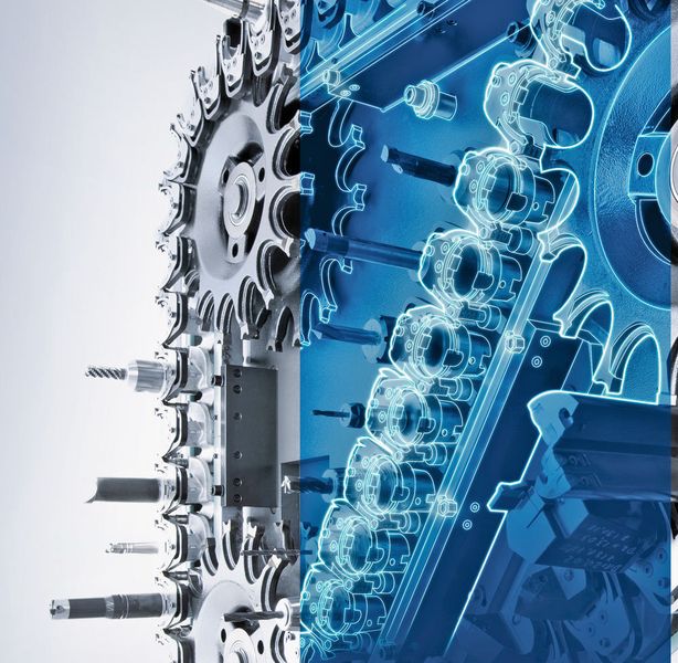 Ein Beispiel aus dem Bereich der Handhabung ist der Werkzeugsortierzyklus: kürzere Nebenzeiten durch automatisches Sortieren der Werkzeuge im Werkzeugmagazin in der benötigten Reihenfolge und zeit­optimiertes Sortieren im Kettenmagazin durch Einsatz des Werkzeugshuttles anstatt der Spindel. (DMG Mori)