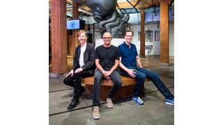 Microsoft übernimmt den Online-Dienst GitHub, die Plattform zur Verwaltung und zum Teilen von Software-Projekten, für 7,5 Milliarden US-$ in Aktienanteilen. Von links nach rechts: Chris Wanstrath, Mitbegründer und scheidender CEO von GitHub; Microsoft-Boss Satya Nadella; und Nat Friedman, Microsoft Corporate Vice President Developer Services und künftig neuer CEO von GitHub.. (Bild: Microsoft)