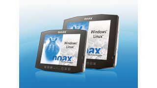 Die robusten Compact PCAP Multi-Touch-Industrie-PC C12P und C15P für den anspruchsvollen Industrieeinsatz in Produktion, Lager und Logistik. (Noax)