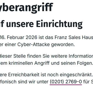 Das Franz-Sales-Haus in Essen berichtete, am 16. Februar das Opfer einer Cyberattacke geworden zu sein und veröffentlichte ein FAQ.(Bild:  Vogel IT-Medien GmbH)
