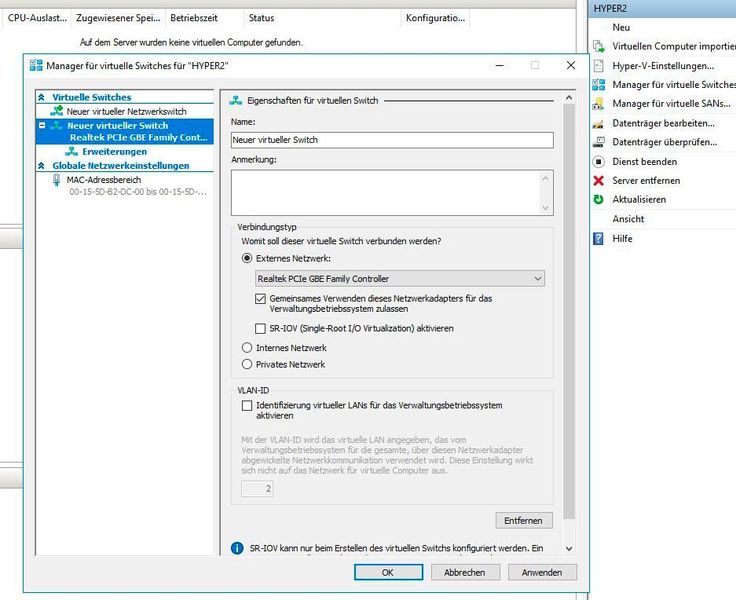 Linux-VMs nutzen die virtuellen Netzwerkswitches in Hyper-V. (Joos / Microsoft)