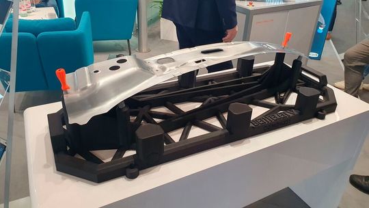 Large-format 3D printing application: an automotive inspection fixture that is precise and light enough to handle without a crane.(Source:  Herrmann Additive)