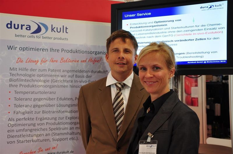 Die Durakult Gesellschaft für Biologische Technologien ist eine Ausgründung des Instituts für Mikrobiologie an der Freien Universität Berlin. Mit ihrem zum Patent angemeldeten Bioreaktorsystem optimiert das Unternehmen Starterkulturen auf Basis der Biofilm-Technologie unter anderem hinsichtlich Temperaturtoleranz, der Toleranz gegenüber Zuckern und Salzen oder Eduktkonzentrationen. (Archiv: Vogel Business Media)