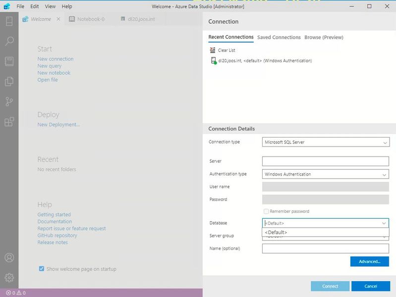 Eingeben der Verbindungsdaten für die Anbindung eines SQL-Servers. (Bild: Joos/Microsoft (Screenshot))