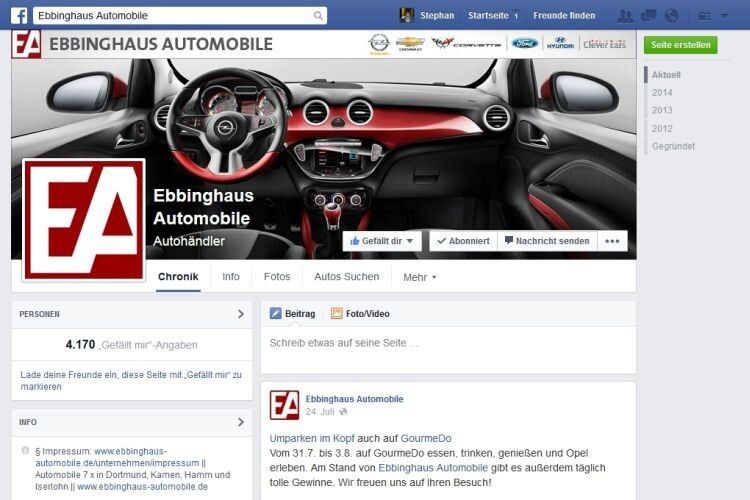 Der Facebook-Auftritt von Ebbinghaus steht im Zentrum der Marketingmaßnahmen. (Foto: Richter)