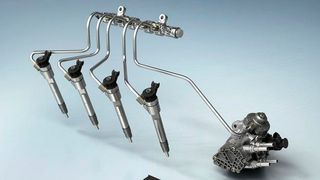 Ein Common-Rail-Einspritzsystem eines modernen Dieselmotors. (Bosch)