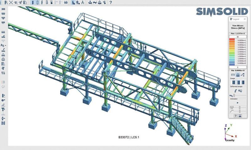 Das Bild zeigt die Spannungen im Maschinengestell. (Vierhout Engineering)