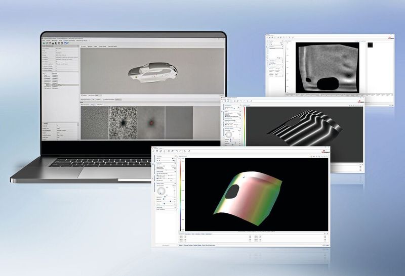 The powerful software platform includes the generation of a digital master from datasets of defect-free reference parts, as well as additional analysis tools like the digital squeegee and the digital light tunnel for individual part analysis. (Image:Micro-Epsilon)