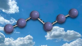 Durchbruch! So sieht ein erstmals hergestelltes, neues Stickstoffmolekül aus, das als vielversprechender Energiespeicher dienen kann. Es handelt sich um Hexastickstoff, der es buchstäblich in sich hat, wie die Forscher von der Justus-Liebig-Universität Gießen betonen. (Bild: JLU / Peter R. Schreier)