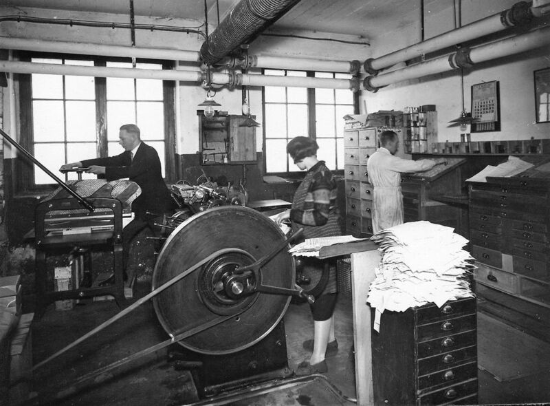 Werksdruckerei in den 1930er Jahren. (Dörken)