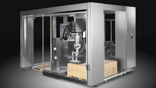 Im Pester Palettierer  überwacht die Funktion „Safe Robot“ den Roboter-Arbeitsbereich sicher, gibt die Zugänge aber flexibel frei.  Bild: Pester (Archiv: Vogel Business Media)