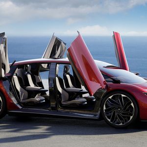 Die Flügeltüren sehen spektakulär aus und sollen einen bequemen Einstieg ermöglichen.(Bild:  Aehra)