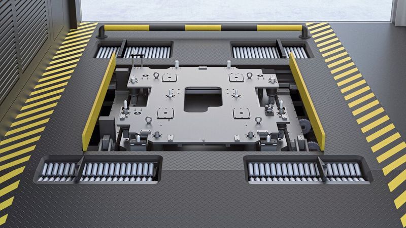 Die Batterien werden von einem Roboter aus dem Unterboden gezogen und ersetzt. (Bild: Nio)
