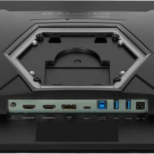 Zusätzlich zu den beiden HDMI-2.1-Eingängen und dem DisplayPort 1.4 ist noch ein USB-C-Anschluss mit DP-Alt-Mode und 65 Watt Stromversorgung eingebaut. Ein KVM-Switch ist ebenfalls an Bord. (Bild:  uppix)