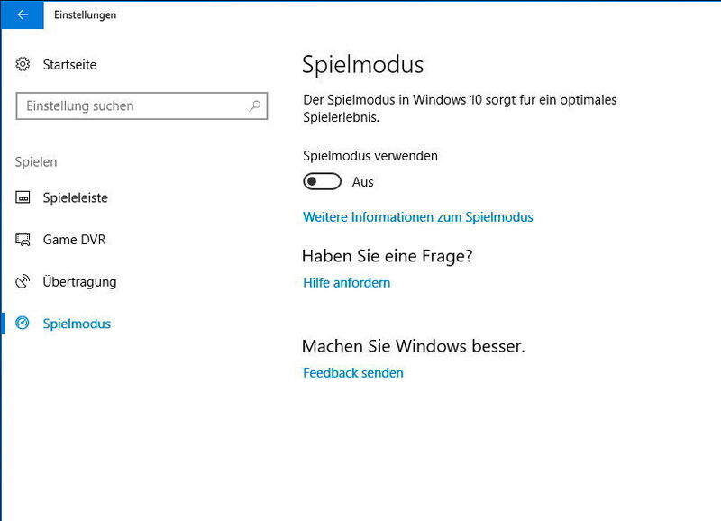 Das Windows 10 Creators Update verfügt über einen Spielmodus, der automatisch aktiviert wird, auch auf Rechnern mit Windows 10 Enterprise. Um die Funktion zu deaktivieren, steht eine Option im Bereich Spielen\Spielmodus zur Verfügung.  (Th. Joos)