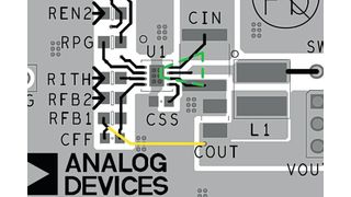 Bild 2: Beispielschaltung mit dem Abwärtswandler ADP2360 mit Platzierung der Spule. (Analog Devices)