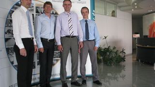 Die Kooperationspartner Thomas Huber (Skan), Volker Sigwarth (Skan) Jens Groninger, Jan Glass (beide Groninger) (Groninger) (Archiv: Vogel Business Media)