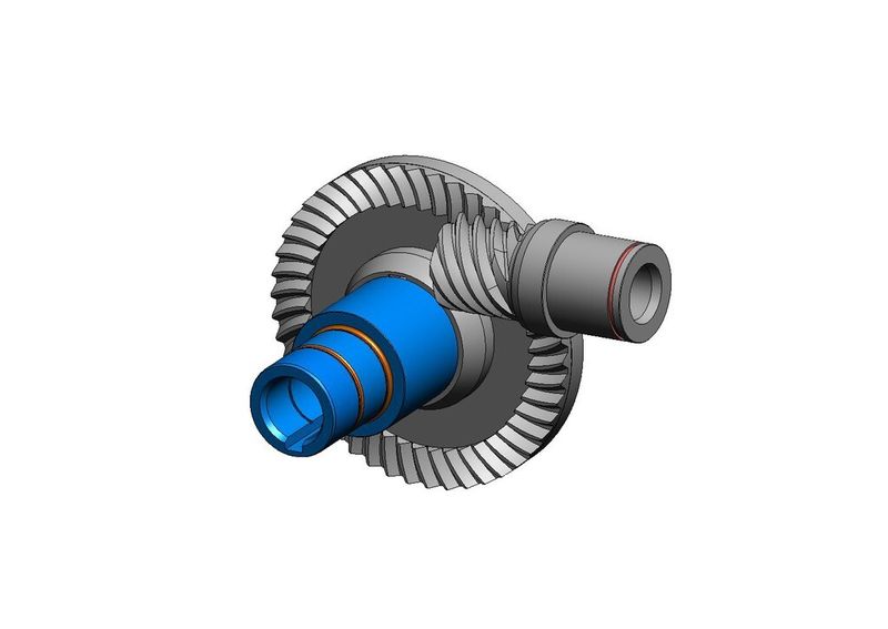 Die Spiroplan-Winkelstufe ist eine SEW-Entwicklung als Sonderform der Spiroidverzahnung. Ritzel und Rad laufen verschleißfrei aufeinander ab, sind also dauerfest. Die Fertigung erfolgt auf Standard-Werkzeugmaschinen und ist damit für Großserienproduktion geeignet. (Bild: SEW)