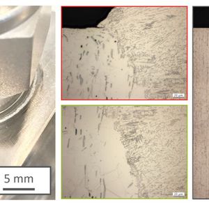 Eine Schweißnaht von 5 Millimetern Tiefe in Edelstahl bei einem Strahldurchmesser von 20 Mikrometern.(Bild:  Lava-X)