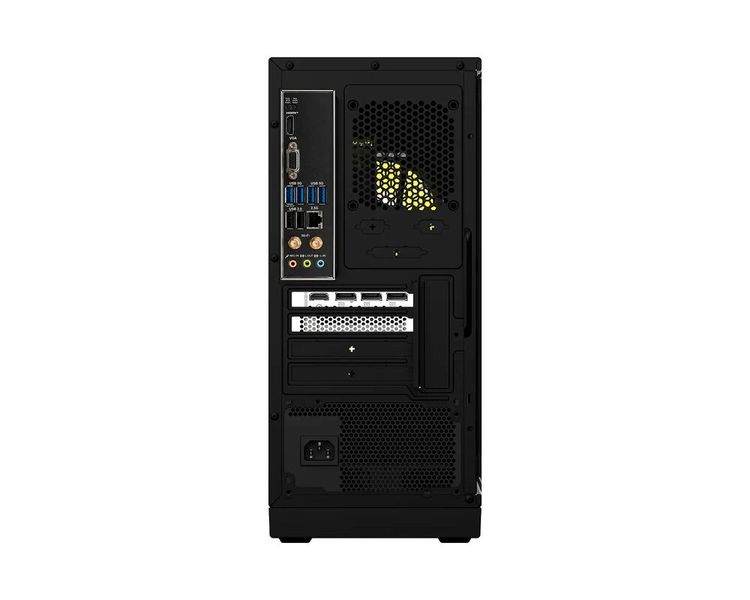 Die Rückseite des MAG Infinite Z: Der LAN-Port unterstützt 2,5-Gigabit-Ethernet, der WLAN-Controller mit Mediatek-Chip Wi-Fi 7.  (Bild: MSI)