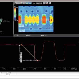 Die neue Software ermittelt das Höhenprofil auf einem Computerchip(Bild:  Olympus)