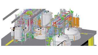 Eine mit Cadison geplante komplexe Anlage zur Fermentation in der biotechnologischen Herstellung von Pharmazeutika. (Bild: Cadison)