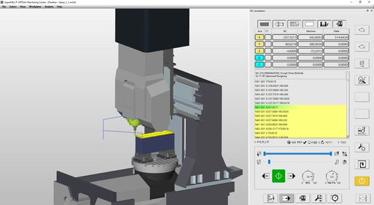 (Besonders hilfreich in der Programmierung war das Virtual-Machining-Center-Modul Optimizer im CAM. Es erkannte schon im Vorfeld, dass das Bauteil aufgrund von X-Achs-Limits nicht in der Grundausrichtung bearbeitet werden konnte, und bot automatisch eine funktionierende Anstellung an. Bild: Haimer/Open Mind)