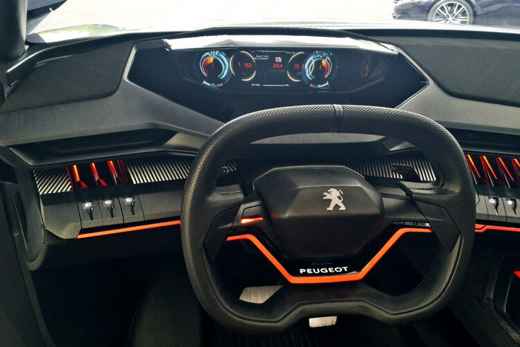 Das Cockpit im 3D-Design soll aus dem Quartz in die Serie kommen. (Foto: Peugeot)